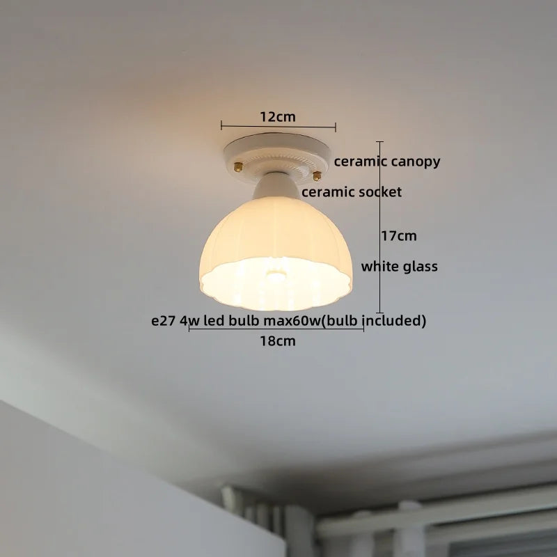 Axyaa Ceramic LED Ceiling Light - Creamy White Nordic Indoor Lamp