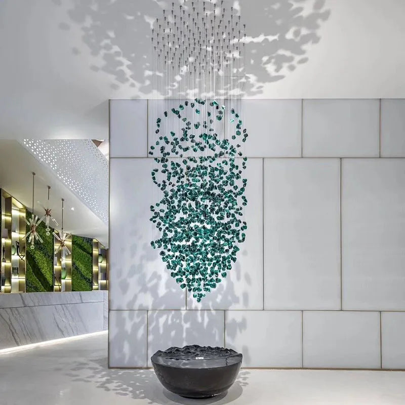 Axyaa Crystal Chandelier: Modern LED Staircase Lighting for Luxe Hallway & Lobby