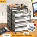 Axyaa 5 Tier Stackable Desk Organizer Tray - Mesh Desktop File Paper Document Organizer