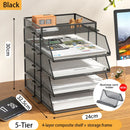 Axyaa 5 Tier Stackable Desk Organizer Tray - Mesh Desktop File Paper Document Organizer