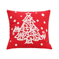 Axyaa Red Canvas Christmas Pillow Cover with Elk & Snowflake Embroidery