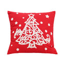 Axyaa Red Canvas Christmas Pillow Cover with Elk & Snowflake Embroidery