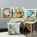 Axyaa Easter Decor Pillow Cover: Dwarf Bunny & Egg Print Farmhouse Sofa Cushion