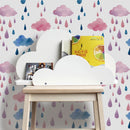 Axyaa Cloud Rain Star Geometric PVC Tile Sticker for Home Decor
