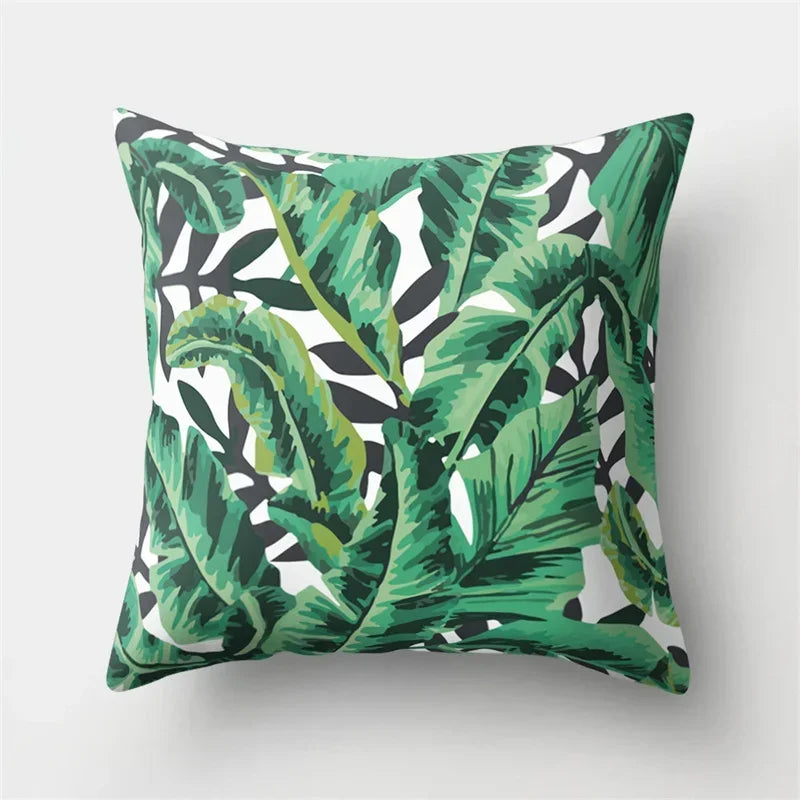 Axyaa Tropical Plant Green Leaves Cactus Pillowcase Living Room Sofa Cushion Cover