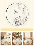 Axyaa Butterfly Pattern Plush Round Carpet for Cream Style Bedroom Decor and Living Room