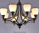 Axyaa European Oil Rubbed Bronze Chandelier with Glass Shades for Living Room & Kitchen