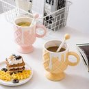 Axyaa Ceramic Ice Cream Coffee Cup with Spoon, High Beauty Milk Cup