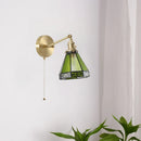 Axyaa Green Glass LED Wall Lamp Pull Chain Switch Vintage Wall Sconce
