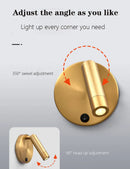 Axyaa Nordic Rotating Wall Lamp Sconce, Modern Minimalist Spotlight 3W Black Brass