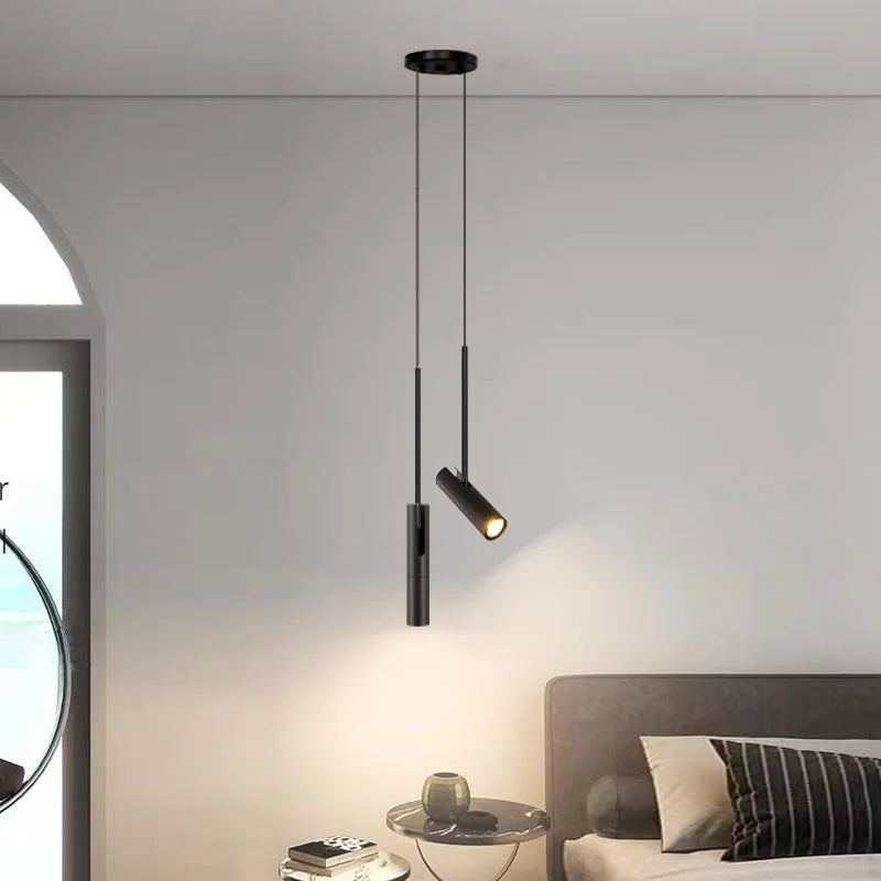 Axyaa Black Chandelier: Nordic Minimalist Hanging Lamp for Bedroom, Restaurant, Bar - Adjustable Angle