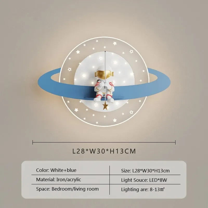 Axyaa Astronaut Star Moon LED Wall Lamps for Children's Room