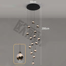 Axyaa Crystal Chandelier Stair Pendant Living Room Interior Lighting