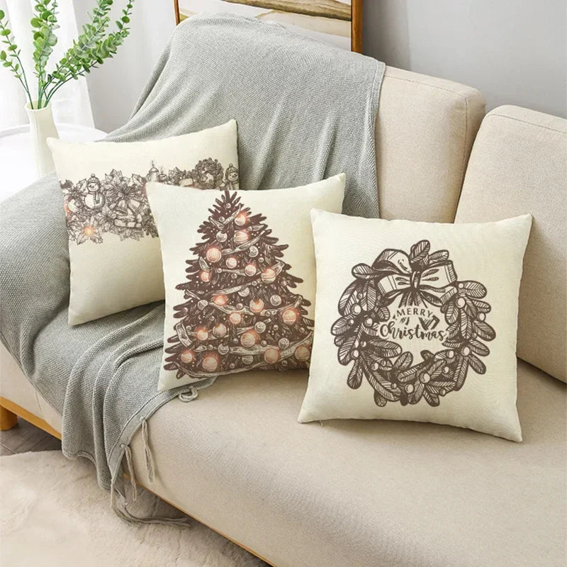 Axyaa Christmas Linen Cushion Cover 45X45CM