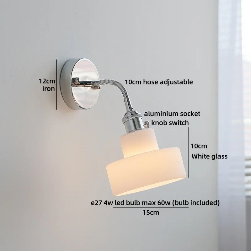 Axyaa White Ceramic LED Wall Light with Pull Chain Switch