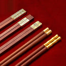 Axyaa Red Wood Chopsticks Set - High Quality Non Slip Sushi Tableware