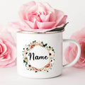 Axyaa Personalized Enamel Flower Mug for Bachelorette Party and Wedding Bridal Shower