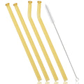 Axyaa Glass Straw Set - 4pcs Milk Tea Juice Cocktail & Brush, Bar Accessories