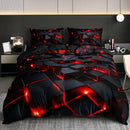 Axyaa Red 3D Cube Duvet Cover Set with Pillowcases - Geometric Design, All-Season Bedding