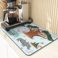 Axyaa Monkey Pattern Diatomaceous Earth Coasters: Stylish Cup Placemats & Coaster Set