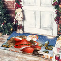 Axyaa Christmas Home Decoration Door Mat with Santa Snowman Tree Print