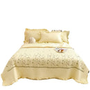 Axyaa Chiffon Summer Quilt Set: Ruffled Double Bed Cover, Girl Heart, Washed Cotton