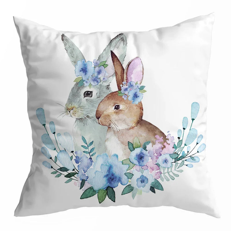 Spring Peach Rabbit Cushion Cover 45x45cm for Sofa Decor, Car, Bedside - Axyaa