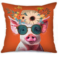 Axyaa Cute Animal Pattern Pillow Covers with Sunglasses for Sofas, Bedrooms, Cars
