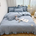 Axyaa European Simple Large Family Bedding Set with Quilt Cover, Pillow Cover, and Bed Sheet