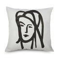 Axyaa Minimalist Matisse Portrait Linen Pillow Case, Sofa Decor, Simple Line Drawing