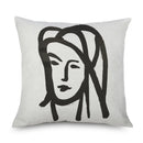 Axyaa Minimalist Matisse Portrait Linen Pillow Case, Sofa Decor, Simple Line Drawing
