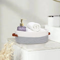 Axyaa Cotton Rope Storage Basket with Handle - Large Capacity Desktop Organizer