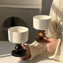Axyaa Vintage Ceramic Goblet with Wooden Stem - 220ml Home Drinkware