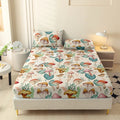 Axyaa Leaf Flower Fitted Sheet - Soft Brushed Polyester Fiber Mattress Cover