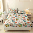 Axyaa Leaf Flower Fitted Sheet - Soft Brushed Polyester Fiber Mattress Cover