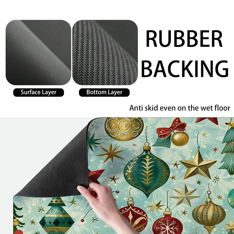 Axyaa Christmas Stars Drying Mat - Non-Slip Absorbent Tableware Placemat
