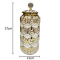 Gold Ceramic Vase with Lid by Axyaa: Floral Room Decor & Artificial Flowers Display