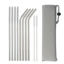 Axyaa Stainless Steel Drinking Straws Set with Cleaning Brush