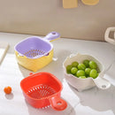 Axyaa 2-in-1 Drain Basket & Fruit Cleaner: Double-layer Kitchen Storage Box with Handle