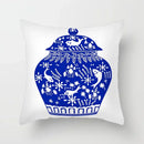 Axyaa Blue Geometric Floral Printed Pillow Case - Soft Cushion Cover