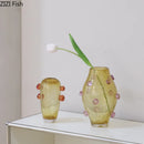 Axyaa Glass Vase Hydroponics Desk Decoration Artificial Flower Vase Aesthetic Room Decor