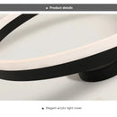 Axyaa Nordic Round Ring LED Ceiling Light Black Gloss Bedroom Fixture