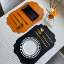 Axyaa Black Irregular Imitation Leather Placemats for Dining Table_representation