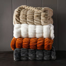 Axyaa Luxe Dual Sided Plush Faux Rabbit Fleece Throw Blanket