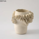 Axyaa Ceramic Wreath Edge Vase for Floral Arrangement and Room Decoration