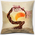 Axyaa Bonsai Zen Stone Pattern Pillowcase Square Decor Home Office Living Room
