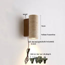 Axyaa Round Wood LED Wall Lights Balcony Hallway Staircase Sconce - Wabi Sabi Yellow Stone Wall Lamp