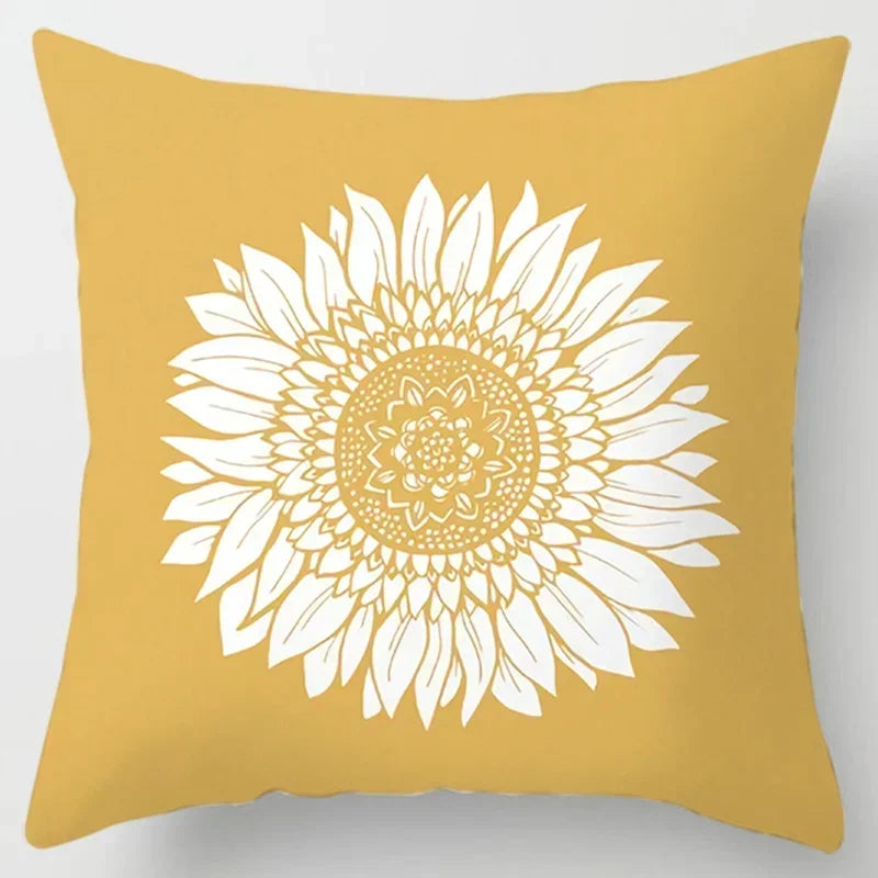 Axyaa Yellow Flower Pillowcase for Home Sofa Lumbar Cushion