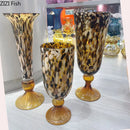 Mottled Glass Goblet Vase for Stylish Floral Arrangement by Axyaa