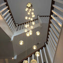 Axyaa Crystal Stair Chandelier: Modern LED Ceiling Lamp for Living Room